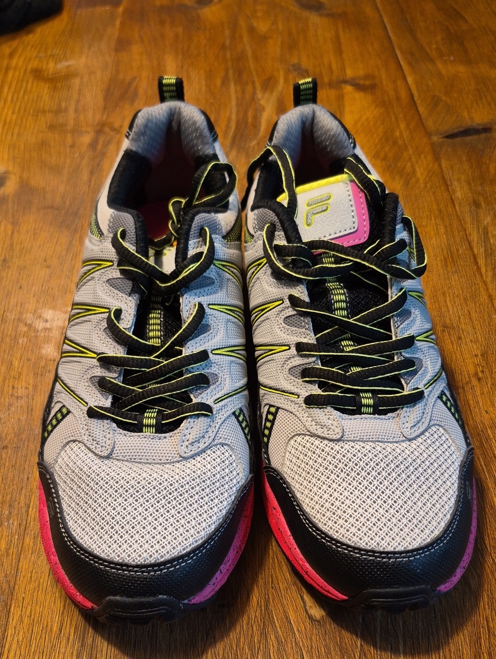 Fila Women's Gray, Black, Neon Yellow, Pink Athletic Shoes